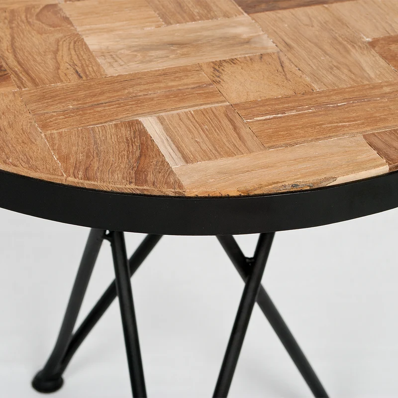 Teak Couchtisch ISLA D50cm Schwarz / Natural