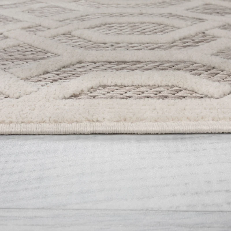 Outdoor-Teppich Geometrisch-Design, wetterbeständig, naturfarben ADAM