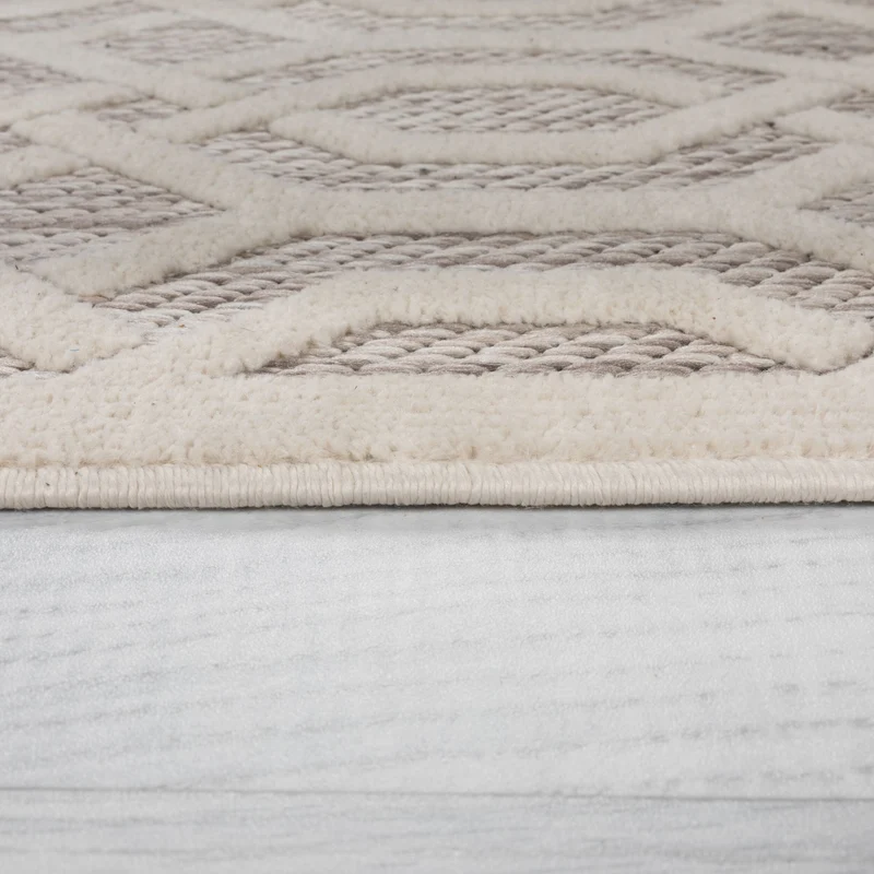 Outdoor-Teppich Geometrisch-Design, wetterbeständig, naturfarben ADAM