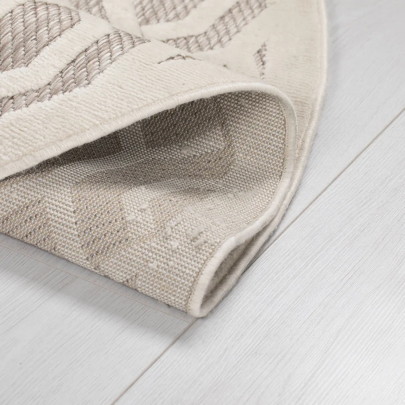 Outdoor-Teppich Geometrisch-Design, wetterbeständig, naturfarben ADAM