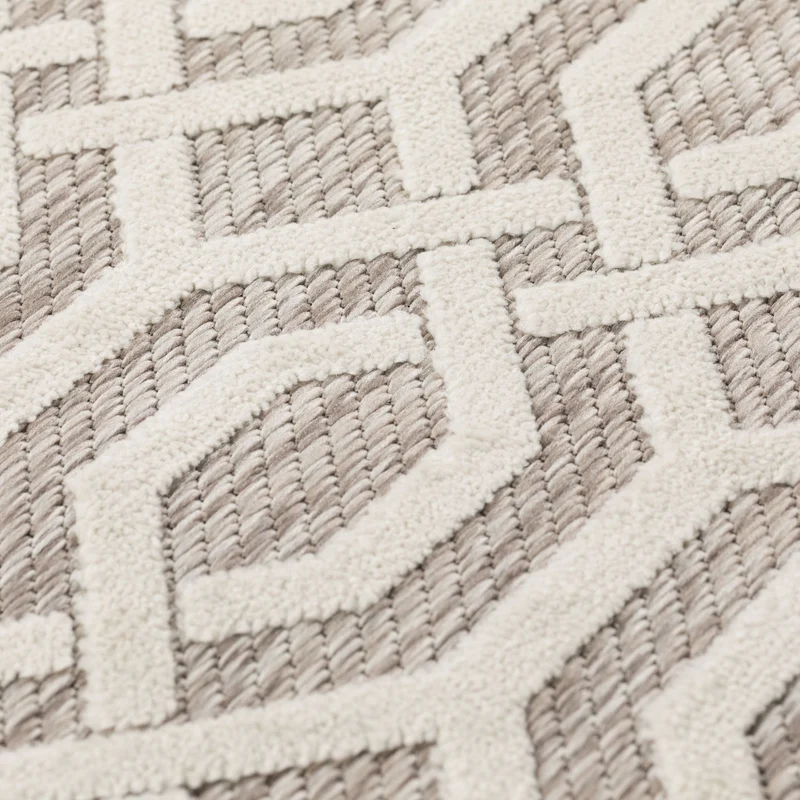 Outdoor-Teppich Geometrisch-Design, wetterbeständig, naturfarben ADAM