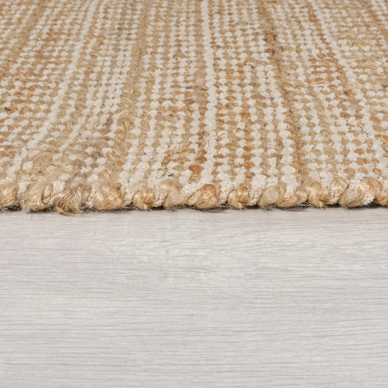 Teppich Jute Fransen-Design, handgewebt, beige