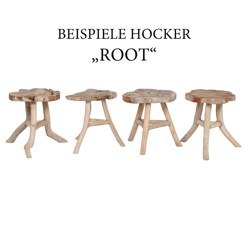 Teak Beistelltisch ROOT ca. H45cm Natural massiv Couchtisch