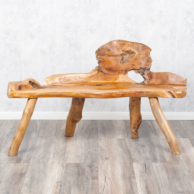 Einzigartige Teak Sitzbank PRIMITIV ca.130cm Natural