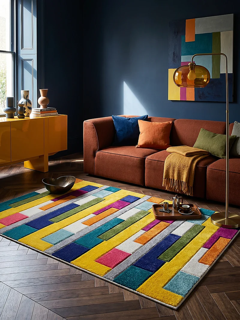 Teppich Abstrakt-Design, langlebig, mehrfarbig