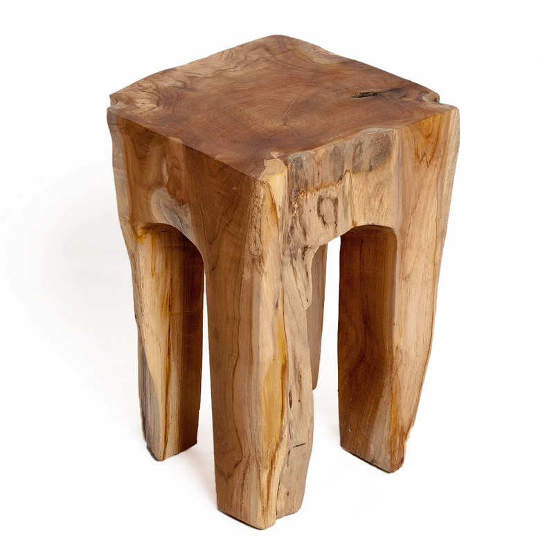 Teak Hocker ZAHN H40cm Beistelltisch Massivholz