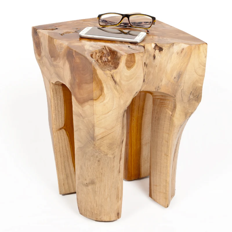 Teak Hocker ZAHN H40cm Beistelltisch Massivholz