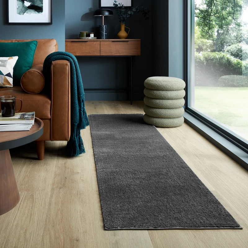 Teppich samtweich Uni-Muster 100% recycelt, 18 mm Flor