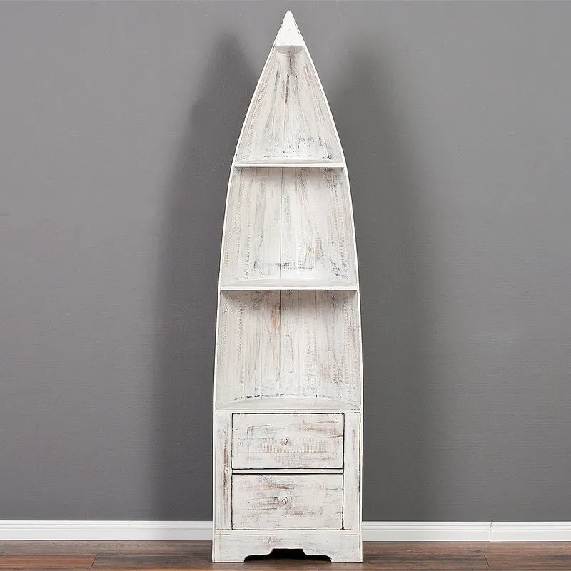 Massivholz Bootsregal / Bücherregal LACI White Wash 195cm