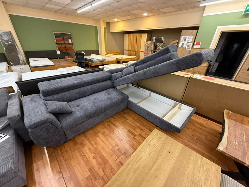 Sofa Couch Wohnlandschaft +Kopfstützenverstellung +Stauraum +Bettfunktion