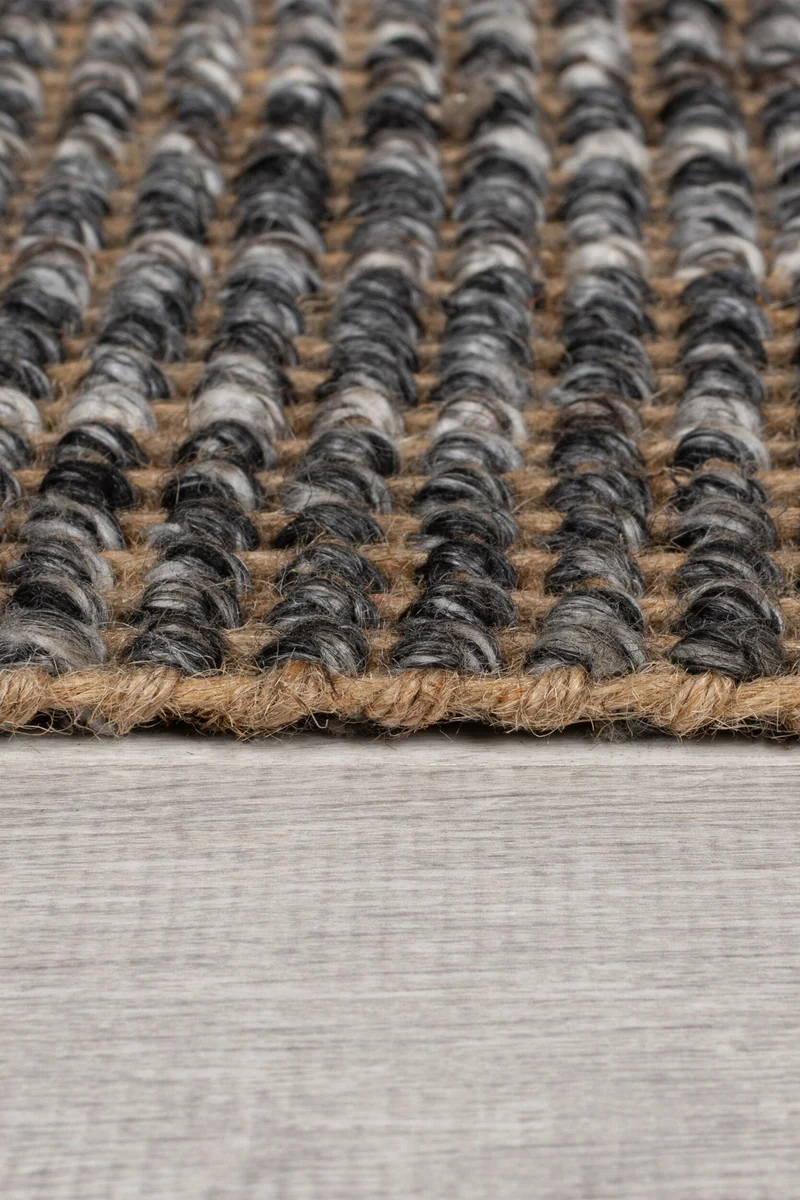 Jute-Wolle Teppich mit Farbverlauf, beidseitig nutzbar