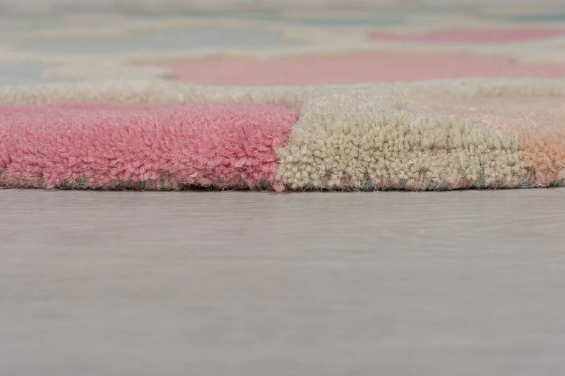 Wollteppich Bunt-Geometrie · 100 % Wolle · 9 mm Kurzflor