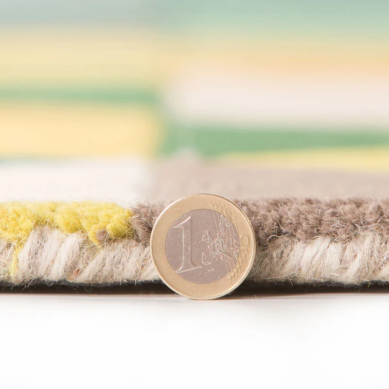 Wollteppich Farbblock-Geometrie · 100 % Wolle · 9 mm Kurzflor