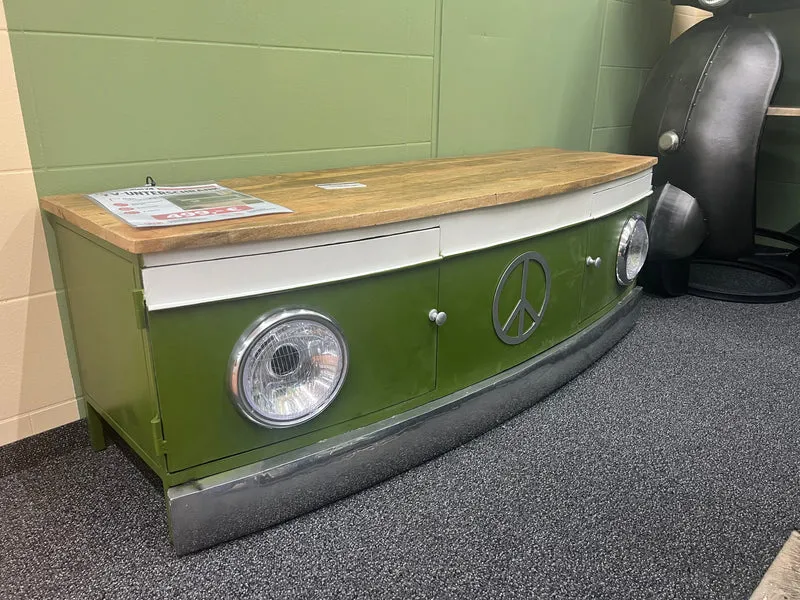 TV Unterschrank Kommode + Massivholz Ablage + BULLI - Optik