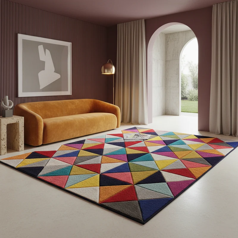 Designteppich Dreiecksmuster · 100 % Polypropylen · 11 mm Mittelflor