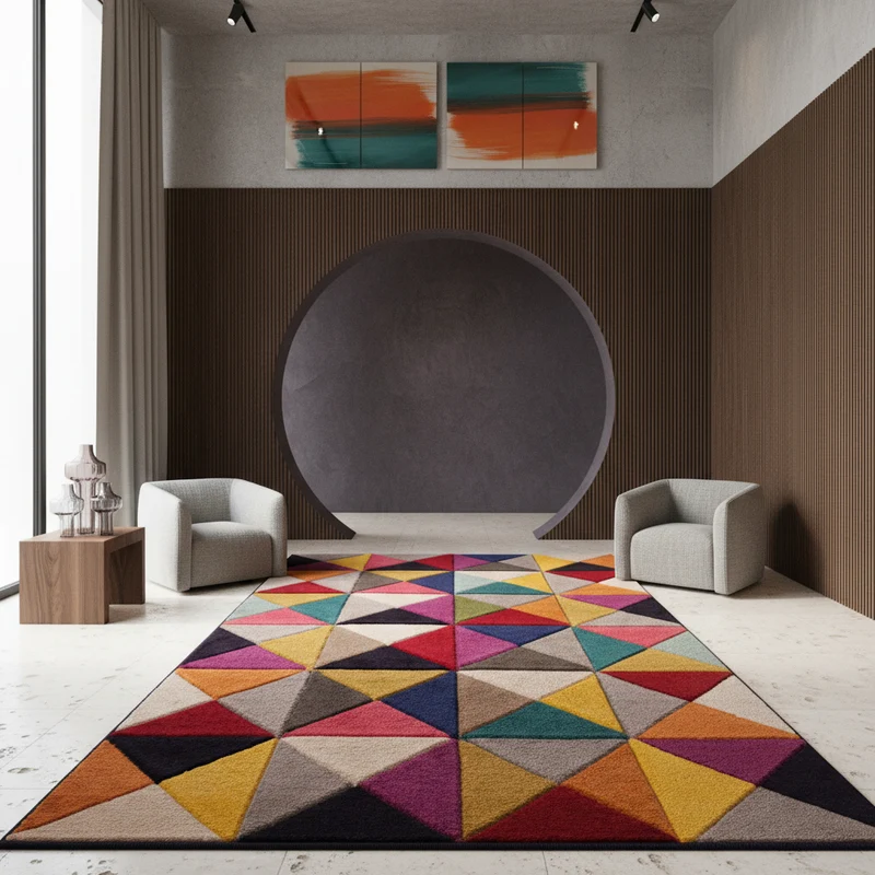 Designteppich Dreiecksmuster · 100 % Polypropylen · 11 mm Mittelflor