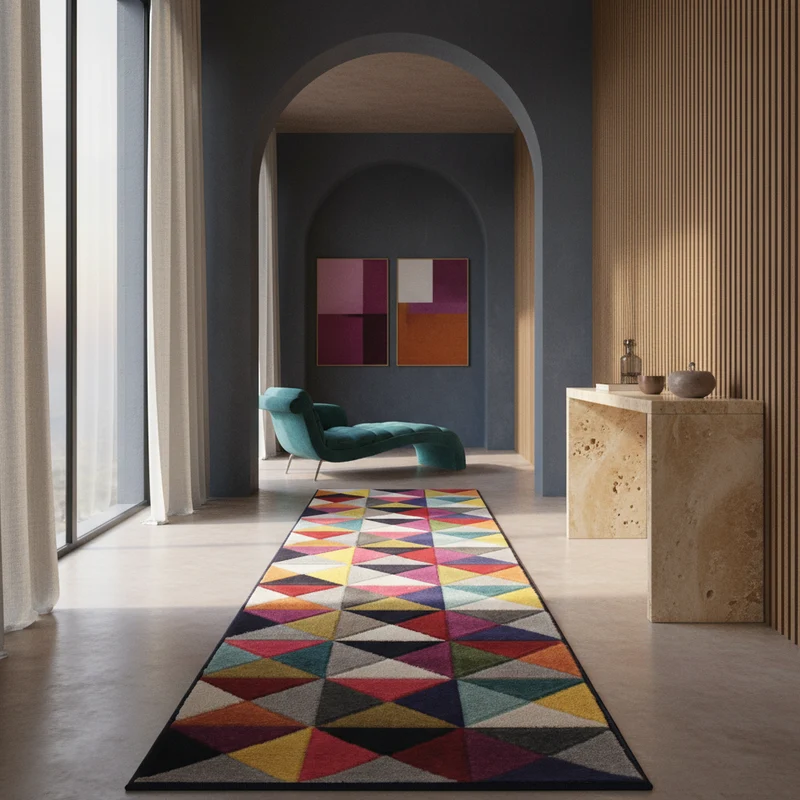 Designteppich Dreiecksmuster · 100 % Polypropylen · 11 mm Mittelflor