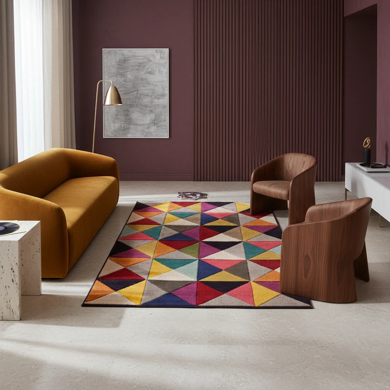 Designteppich Dreiecksmuster · 100 % Polypropylen · 11 mm Mittelflor
