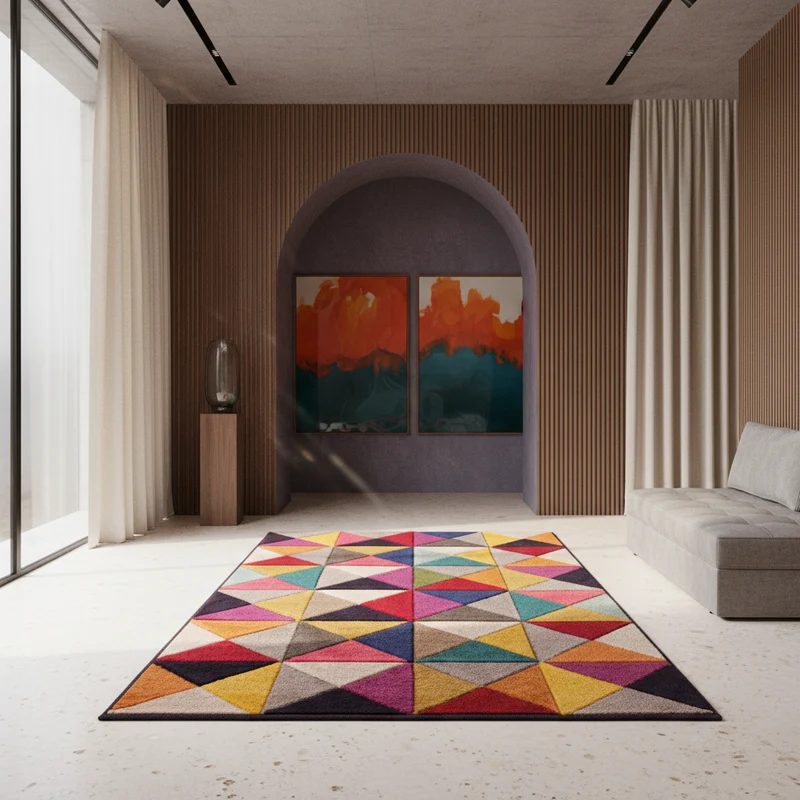 Designteppich Dreiecksmuster · 100 % Polypropylen · 11 mm Mittelflor