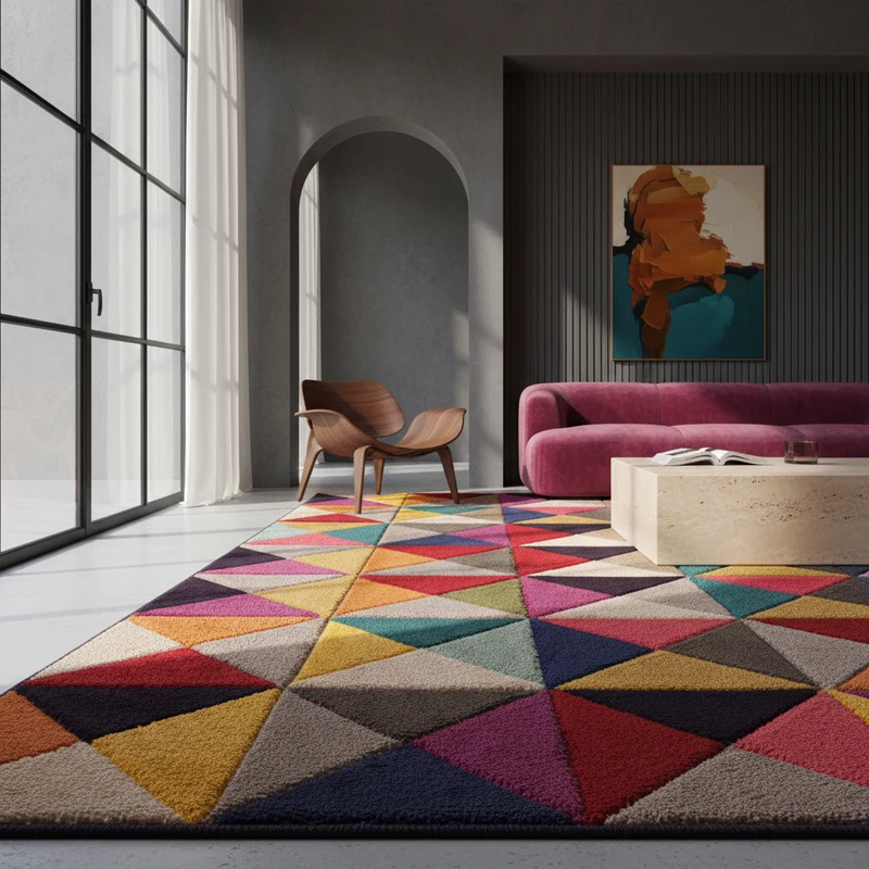 Designteppich Dreiecksmuster · 100 % Polypropylen · 11 mm Mittelflor