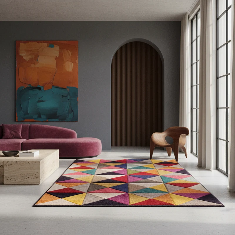 Designteppich Dreiecksmuster · 100 % Polypropylen · 11 mm Mittelflor