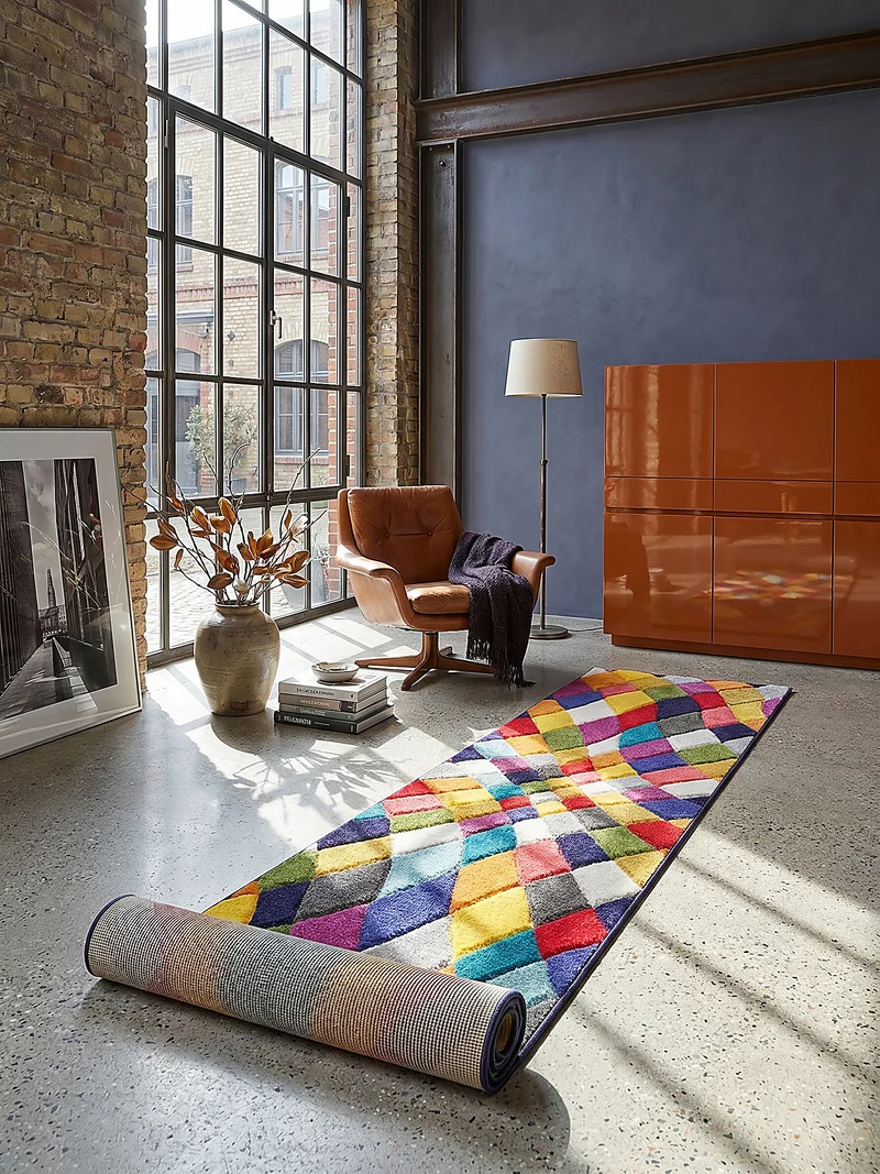 Designteppich Rauten-Kaleidoskop · 100 % Polypropylen · 11 mm Mittelflor