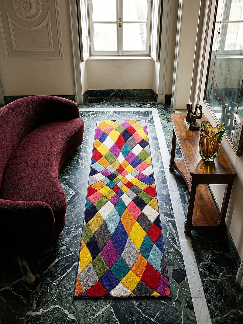 Designteppich Rauten-Kaleidoskop · 100 % Polypropylen · 11 mm Mittelflor