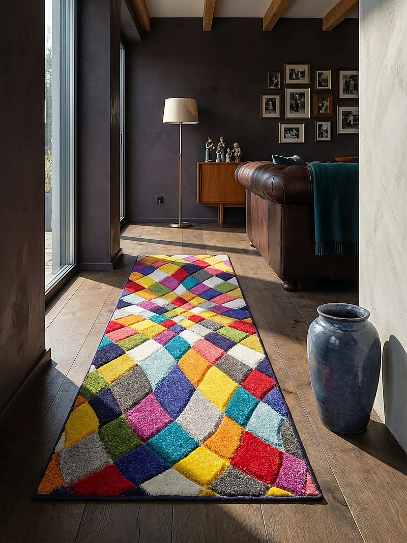 Designteppich Rauten-Kaleidoskop · 100 % Polypropylen · 11 mm Mittelflor