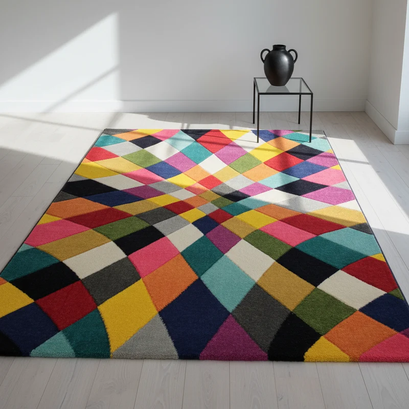 Designteppich Rauten-Kaleidoskop · 100 % Polypropylen · 11 mm Mittelflor