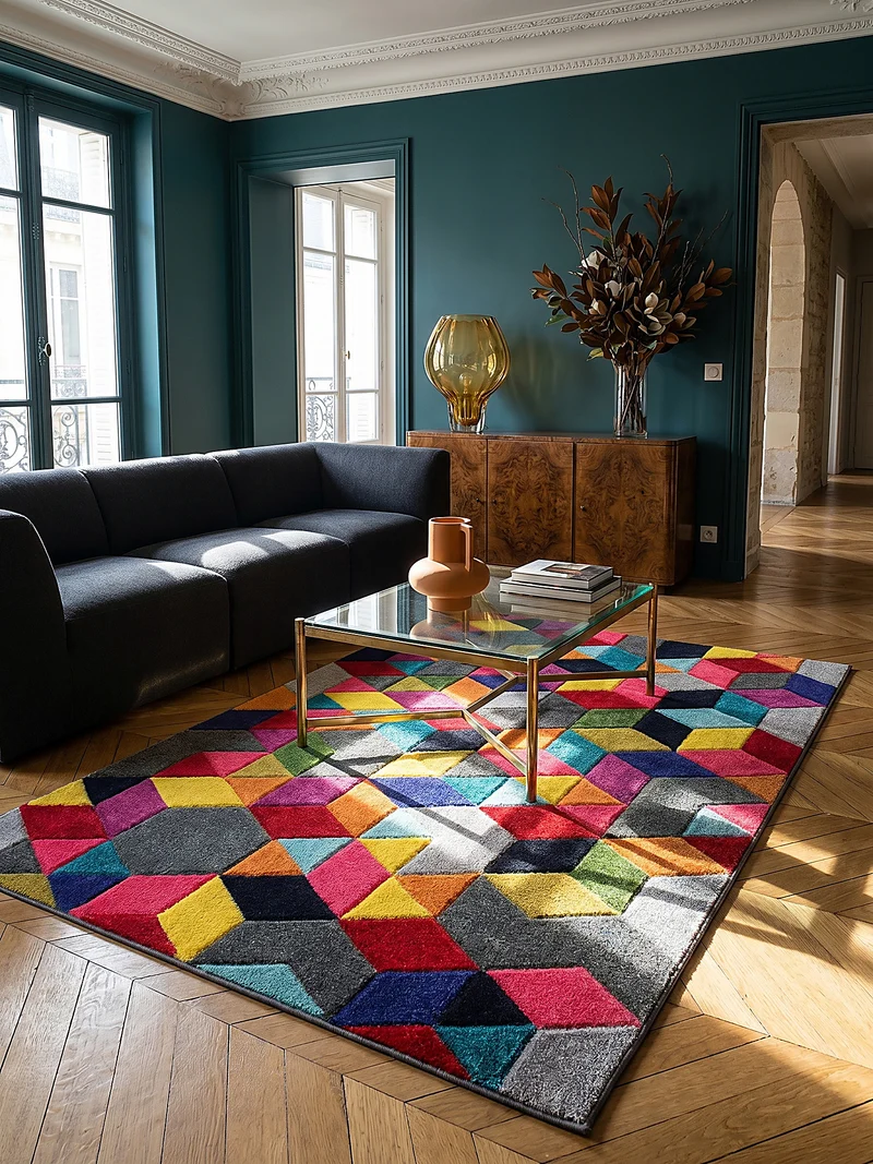 Designteppich Geometrie-Mix · 100 % Polypropylen · 11 mm Mittelflor