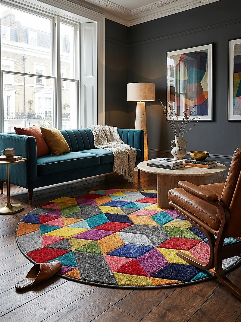 Designteppich Geometrie-Mix · 100 % Polypropylen · 11 mm Mittelflor