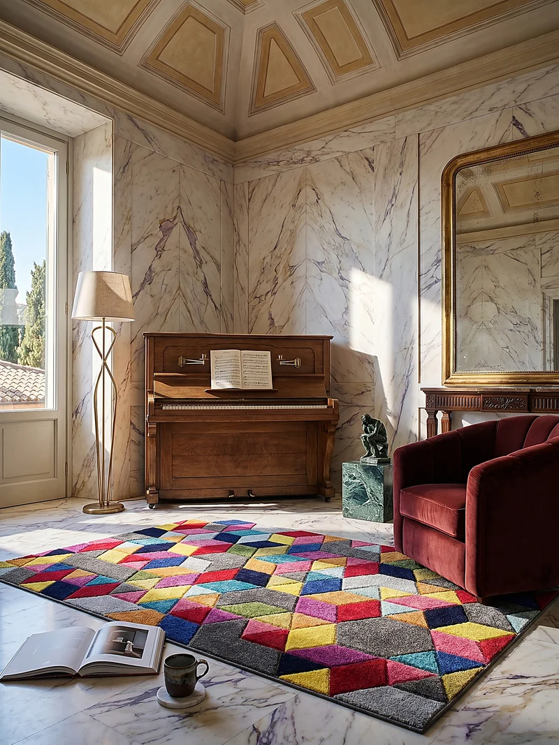 Designteppich Geometrie-Mix · 100 % Polypropylen · 11 mm Mittelflor
