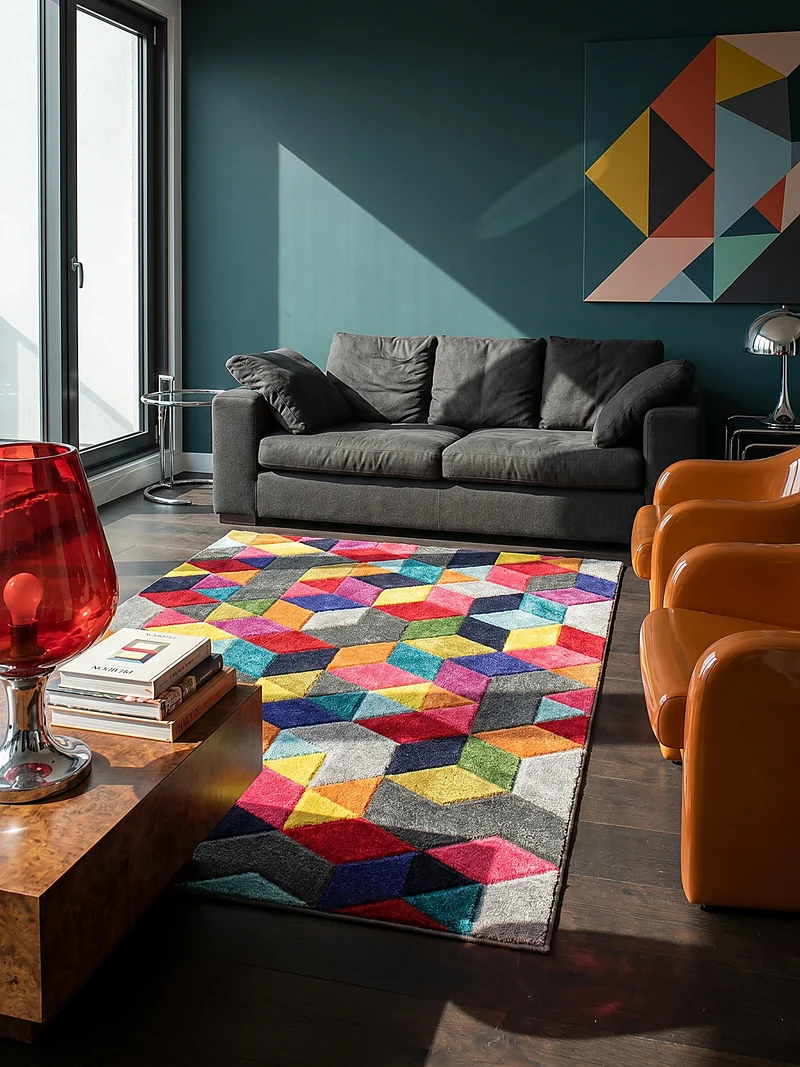 Designteppich Geometrie-Mix · 100 % Polypropylen · 11 mm Mittelflor