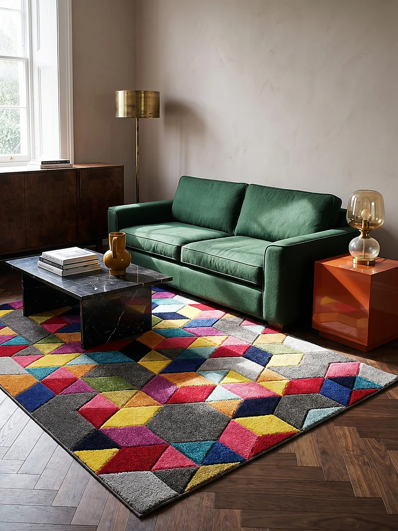 Designteppich Geometrie-Mix · 100 % Polypropylen · 11 mm Mittelflor