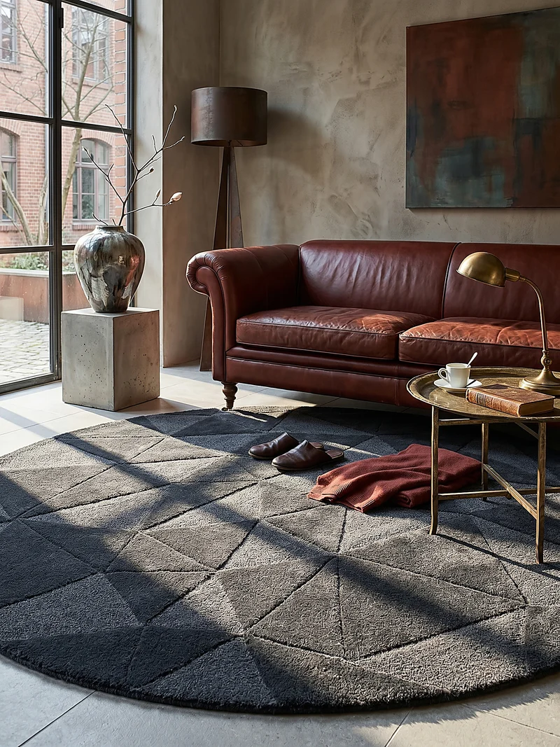 Wollteppich Scherbenrelief · 100 % Wolle · 10 mm Kurzflor