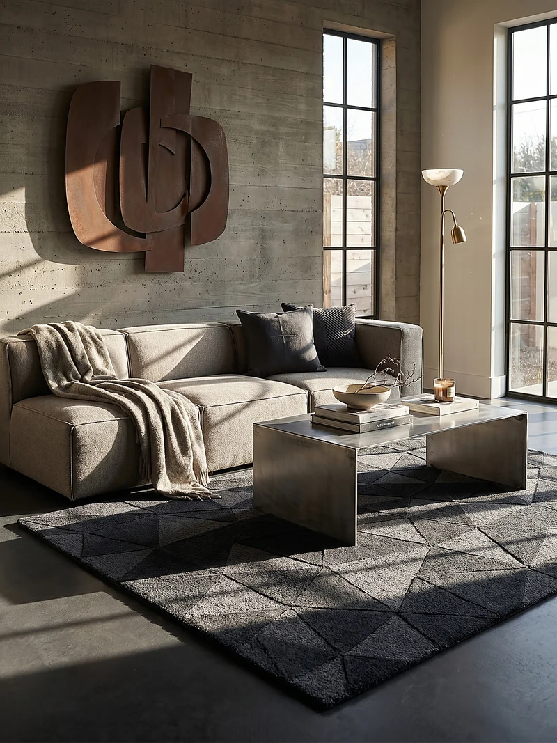 Wollteppich Scherbenrelief · 100 % Wolle · 10 mm Kurzflor