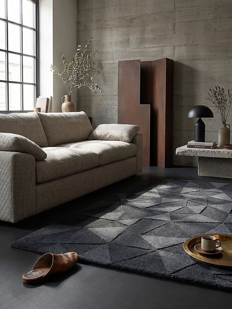 Wollteppich Scherbenrelief · 100 % Wolle · 10 mm Kurzflor