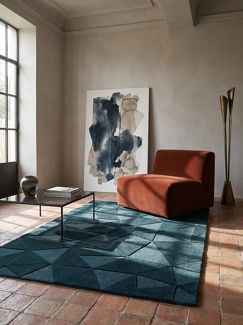 Wollteppich Scherbenrelief · 100 % Wolle · 10 mm Kurzflor