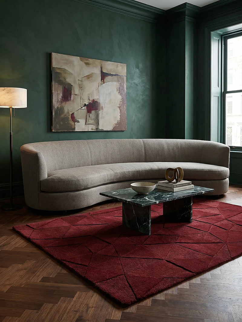 Wollteppich Scherbenrelief · 100 % Wolle · 10 mm Kurzflor