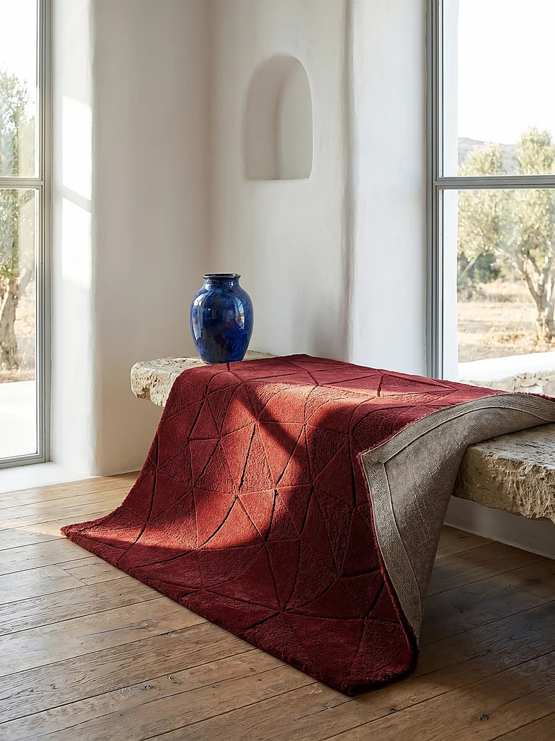 Wollteppich Scherbenrelief · 100 % Wolle · 10 mm Kurzflor