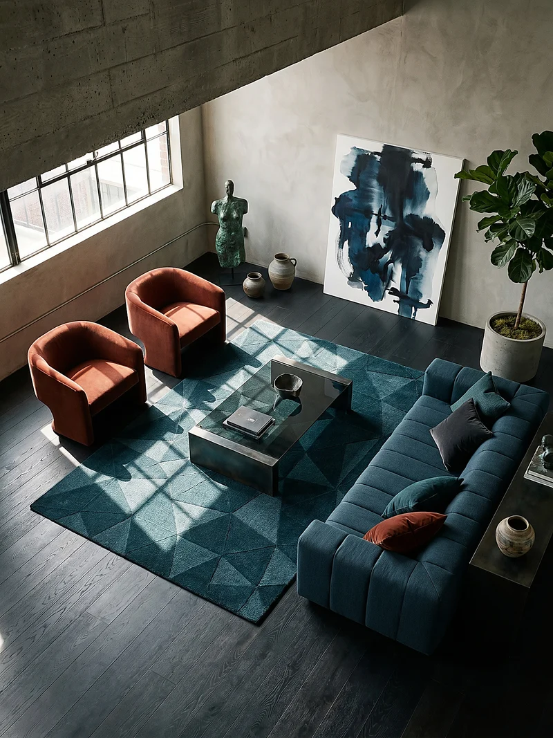 Wollteppich Scherbenrelief · 100 % Wolle · 10 mm Kurzflor