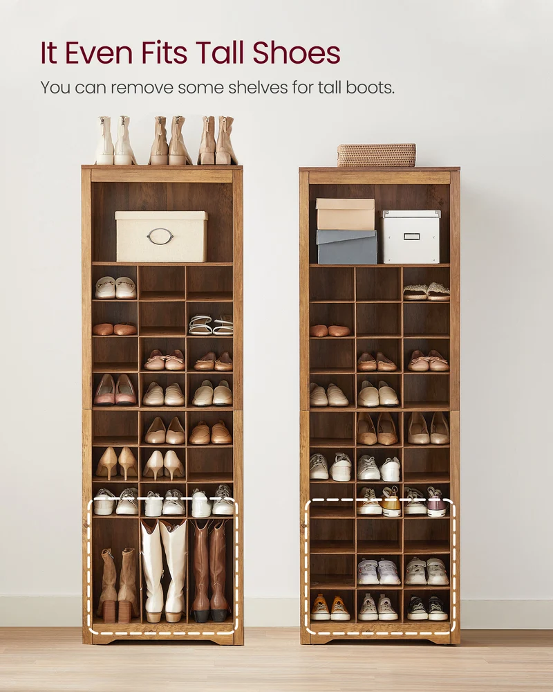 VASAGLE Shoe Storage Cabinet 10 Tier Shoe Rack Organizer Holds Up to 30 Pairs of Shoes Brown