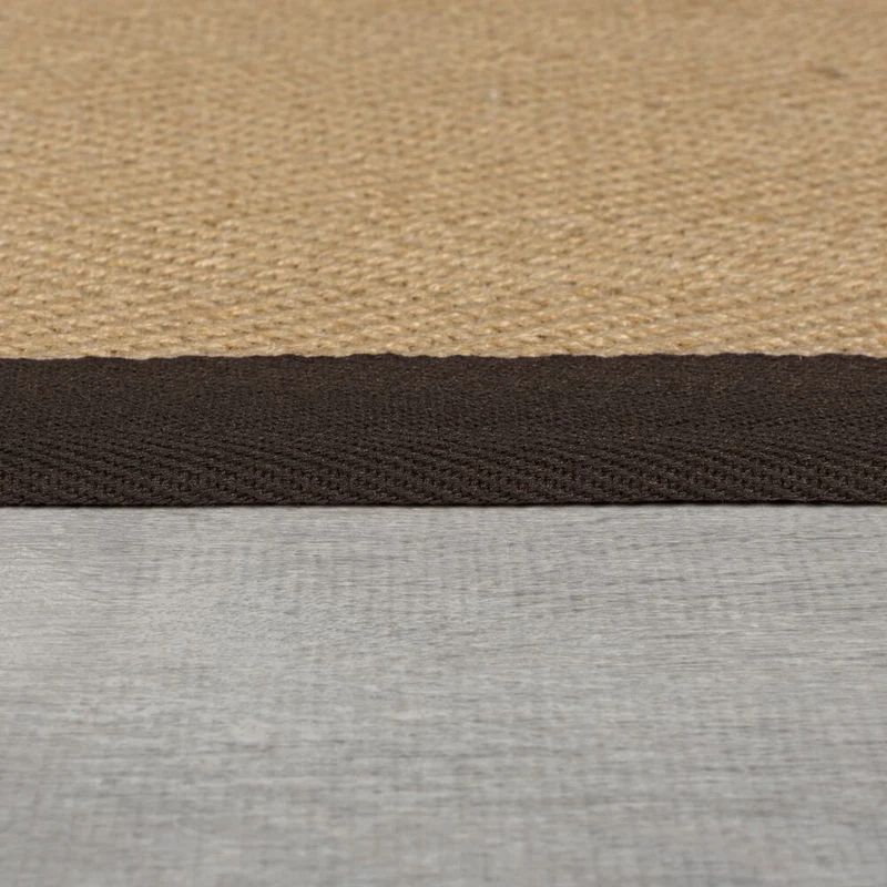 Flachgewebe-Teppich Fischgrät-Bordüre · Jute-Mix · 5 mm Profil