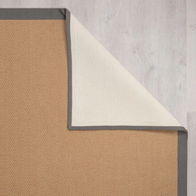 Flachgewebe-Teppich Fischgrät-Bordüre · Jute-Mix · 5 mm Profil