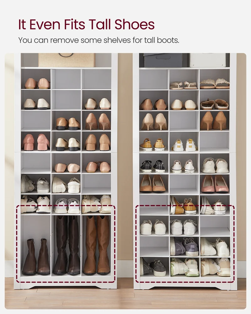 10-Tier Shoe Storage Cabinet, Holds 30 Pairs, White Shoe Rack for Entryway & Bedroom