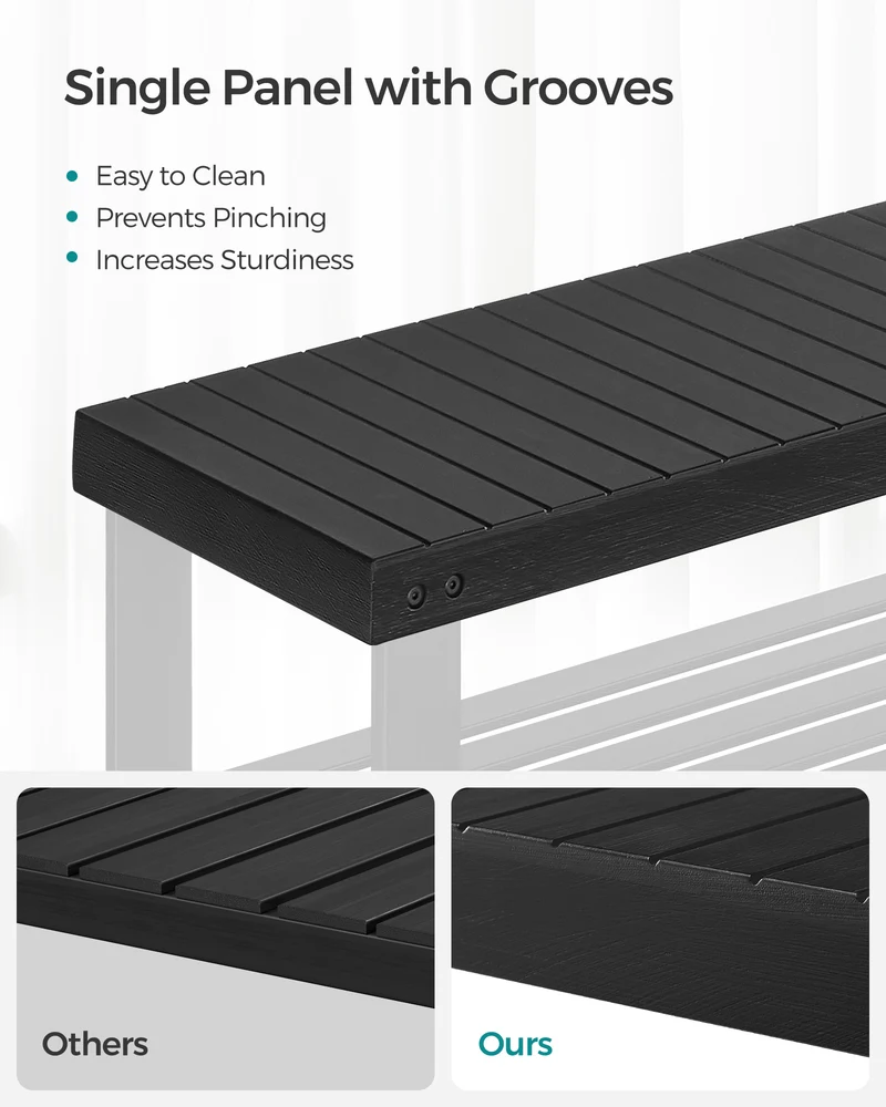 Shoe Rack Bench, 3-Tier Bamboo Shoe Storage Organizer, Entryway Bench Black
