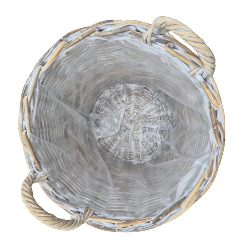 Natur Rattankorb BAKUL rund White Wash 30cm Pflanzkorb Inlay Griffe