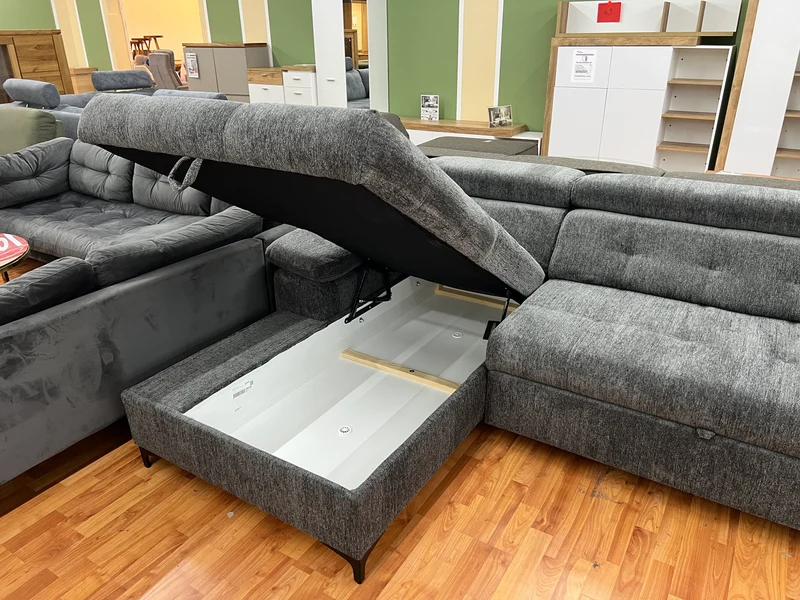 Sofa Couch + Bettfunktion + Stauraum + Kopfteile verstellbar