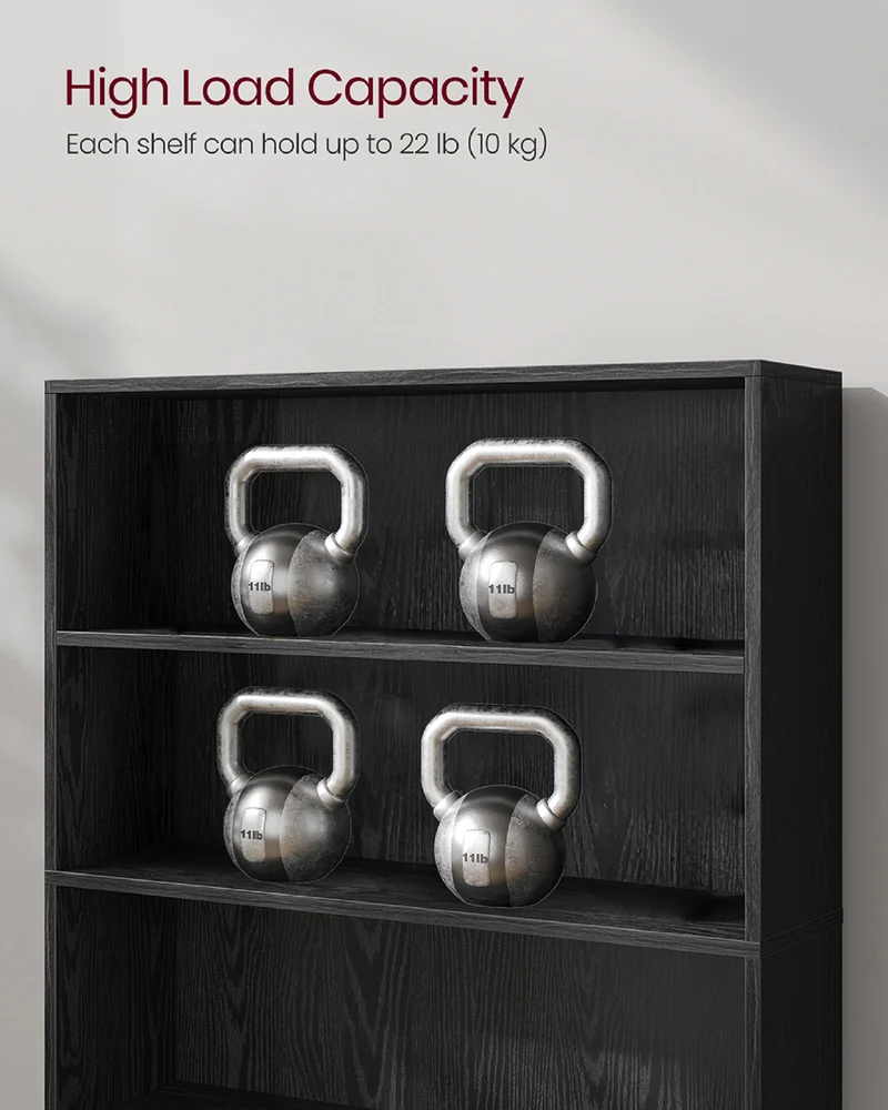 5-Tier Bookshelf, 30 Inches Wide, Open Bookcase with Adjustable Storage Shelves, Floor Standing Unit
