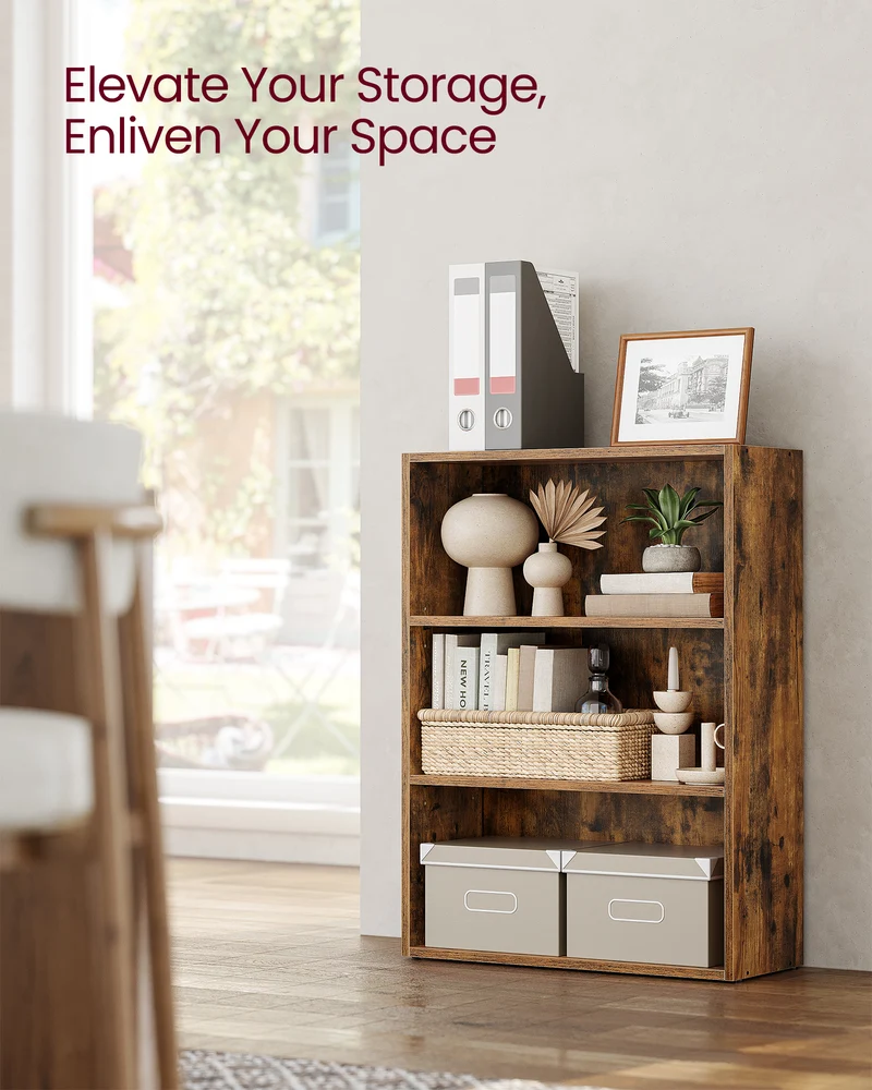 23.6'' Wide Bookcase, Adjustable Storage Bookshelf, 3 Tier Standing Open Bookcase